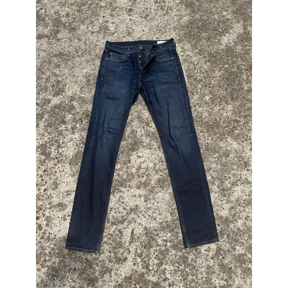 Rag & Bone Jeans Mens 30x33 Blue Button Fly Standard Fit 2 Slim Leg Distressed